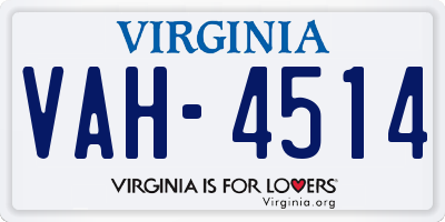 VA license plate VAH4514