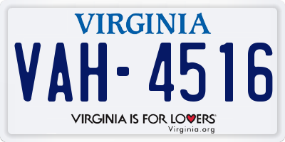 VA license plate VAH4516