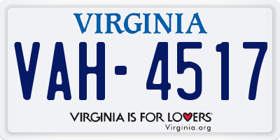 VA license plate VAH4517