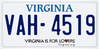 VA license plate VAH4519