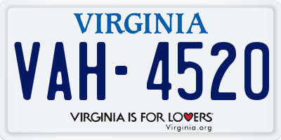 VA license plate VAH4520