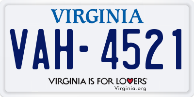 VA license plate VAH4521