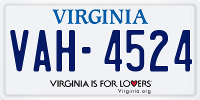 VA license plate VAH4524