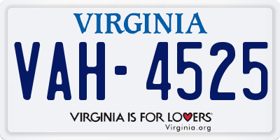 VA license plate VAH4525