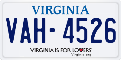 VA license plate VAH4526