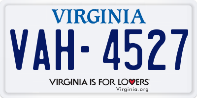 VA license plate VAH4527