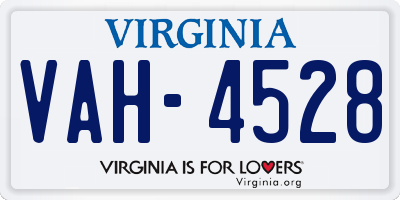 VA license plate VAH4528