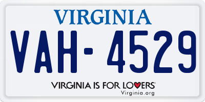 VA license plate VAH4529