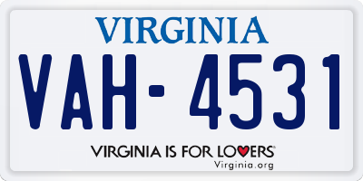 VA license plate VAH4531