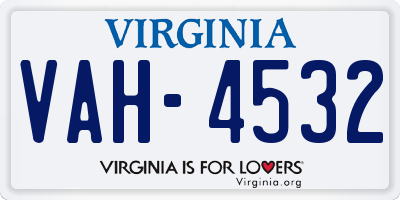 VA license plate VAH4532