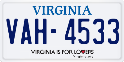VA license plate VAH4533