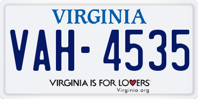 VA license plate VAH4535