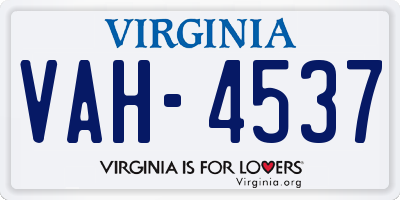VA license plate VAH4537