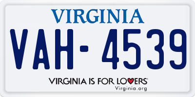 VA license plate VAH4539