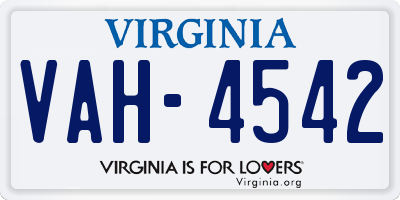 VA license plate VAH4542