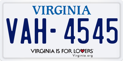 VA license plate VAH4545