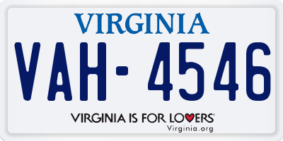 VA license plate VAH4546