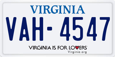 VA license plate VAH4547