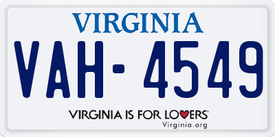 VA license plate VAH4549