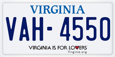 VA license plate VAH4550