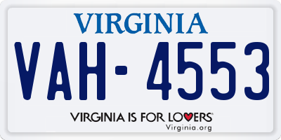 VA license plate VAH4553