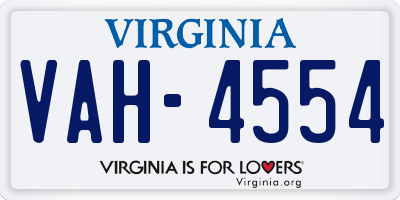 VA license plate VAH4554