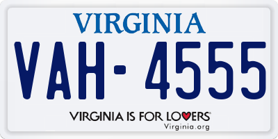VA license plate VAH4555