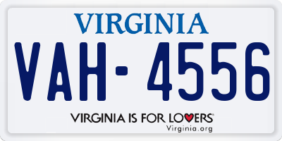 VA license plate VAH4556