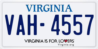 VA license plate VAH4557
