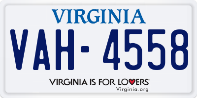 VA license plate VAH4558