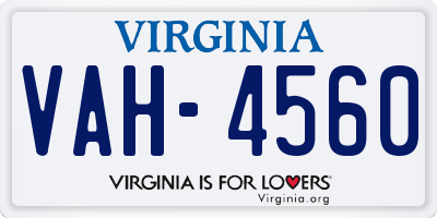 VA license plate VAH4560