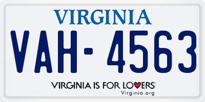 VA license plate VAH4563