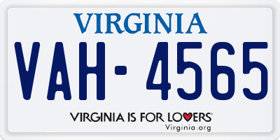 VA license plate VAH4565