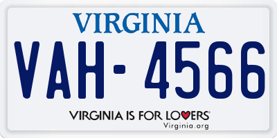 VA license plate VAH4566
