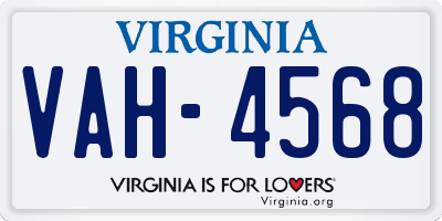 VA license plate VAH4568