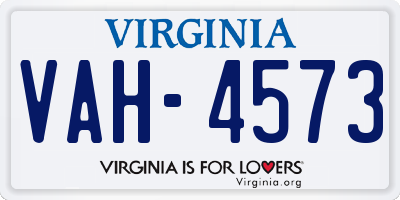 VA license plate VAH4573
