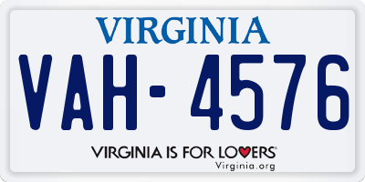 VA license plate VAH4576