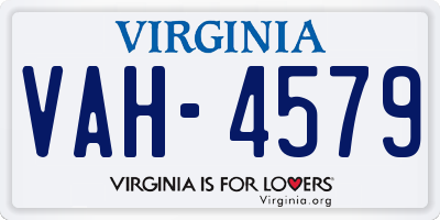VA license plate VAH4579