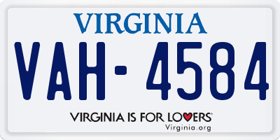 VA license plate VAH4584