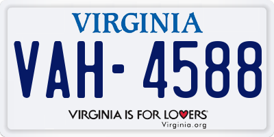 VA license plate VAH4588