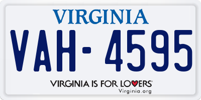 VA license plate VAH4595