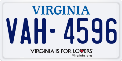 VA license plate VAH4596
