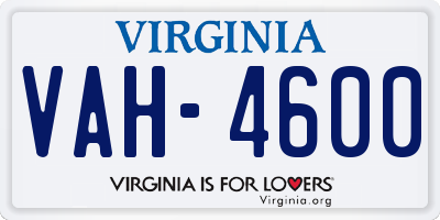 VA license plate VAH4600