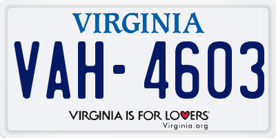 VA license plate VAH4603