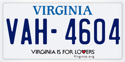 VA license plate VAH4604
