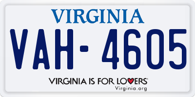 VA license plate VAH4605