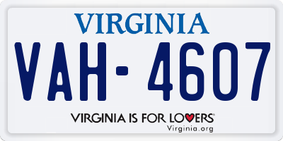VA license plate VAH4607