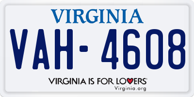 VA license plate VAH4608