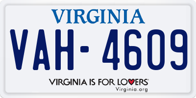 VA license plate VAH4609