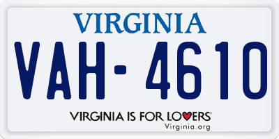 VA license plate VAH4610